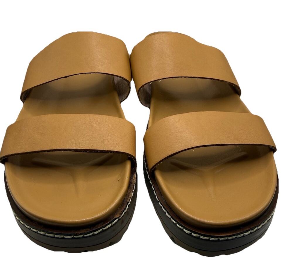 Madewell Charley Double-Strap Slide Sandals Desert Camel Brown Women's Size 8.5